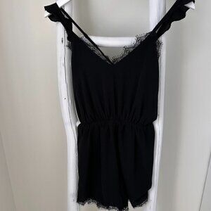 Francesca's Miami Black Lace Shorts Romper Sz XS